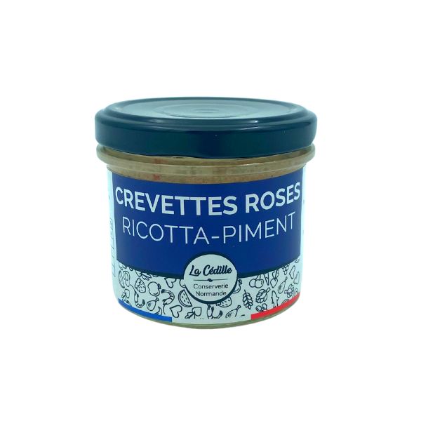 Rillettes de crevettes roses-ricotta/piment 120g - La Cédille